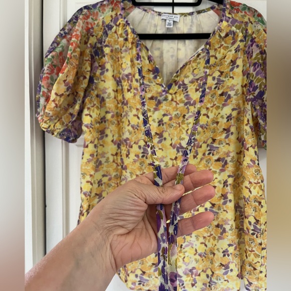 Anthropologie x Current Air floral watercolor print blouse size small romantic - Picture 9 of 17